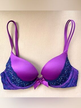 Victoria's Secret Purple Push-Up Lace Bra with Sequin Detail
